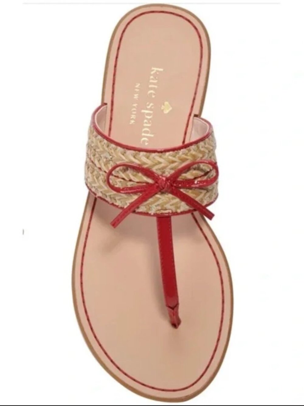 Kate Spade Callie Mixed Material Sandals In Lava Falls/Natural  Size 7.5B